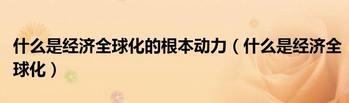什么是經(jīng)濟全球化的根本動力（什么是經(jīng)濟全球化）