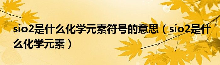 sio2是什么化學(xué)元素符號(hào)的意思（sio2是什么化學(xué)元素）