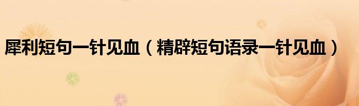 犀利短句一針見(jiàn)血（精辟短句語(yǔ)錄一針見(jiàn)血）