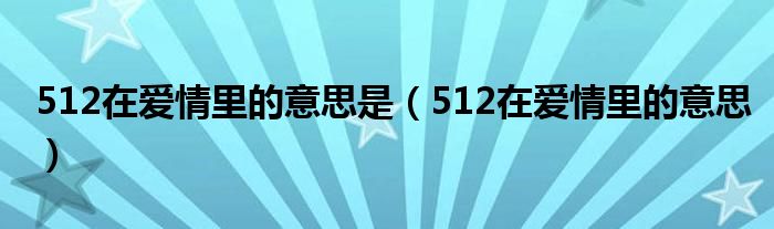 512在愛情里的意思是（512在愛情里的意思）