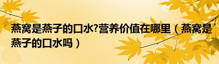燕窩是燕子的口水?營養(yǎng)價值在哪里（燕窩是燕子的口水嗎）