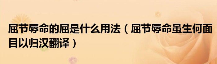 屈節(jié)辱命的屈是什么用法（屈節(jié)辱命雖生何面目以歸漢翻譯）