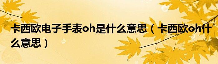 卡西歐電子手表oh是什么意思（卡西歐oh什么意思）