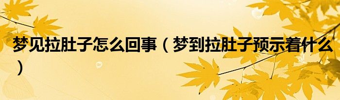 夢見拉肚子怎么回事（夢到拉肚子預(yù)示著什么）