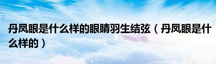 丹鳳眼是什么樣的眼睛羽生結(jié)弦（丹鳳眼是什么樣的）