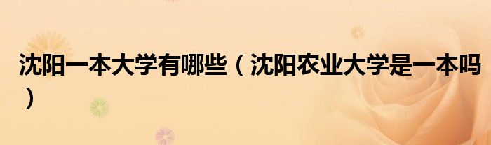 沈陽一本大學有哪些（沈陽農(nóng)業(yè)大學是一本嗎）