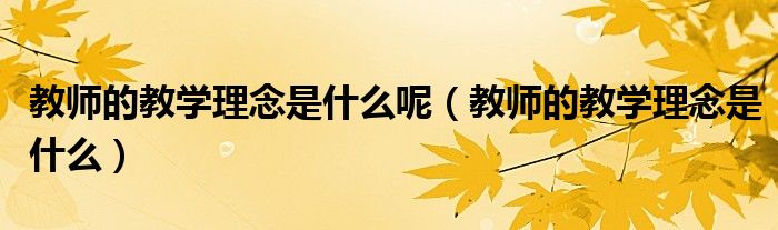 教師的教學(xué)理念是什么呢（教師的教學(xué)理念是什么）