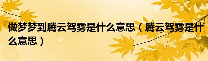 做夢(mèng)夢(mèng)到騰云駕霧是什么意思（騰云駕霧是什么意思）