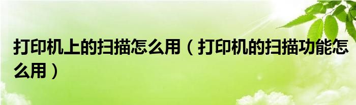 打印機上的掃描怎么用（打印機的掃描功能怎么用）