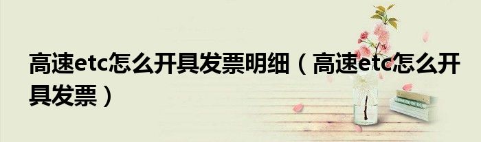 高速etc怎么開具發(fā)票明細(xì)（高速etc怎么開具發(fā)票）