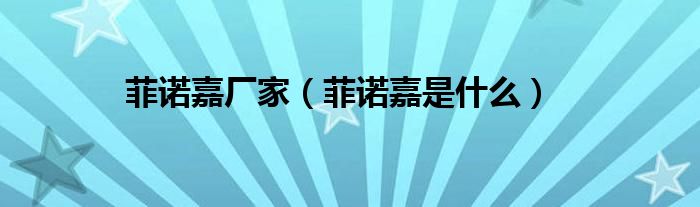 菲諾嘉廠家（菲諾嘉是什么）