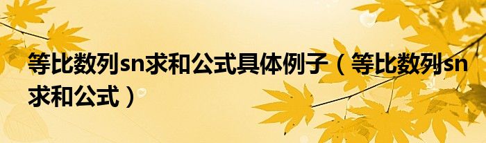 等比數(shù)列sn求和公式具體例子（等比數(shù)列sn求和公式）