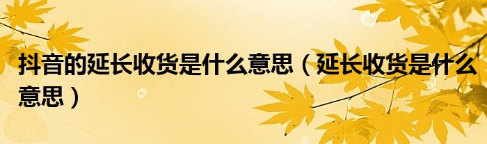 抖音的延長收貨是什么意思（延長收貨是什么意思）