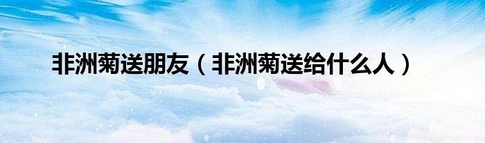 非洲菊送朋友（非洲菊送給什么人）