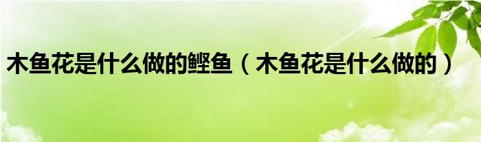 木魚花是什么做的鰹魚（木魚花是什么做的）