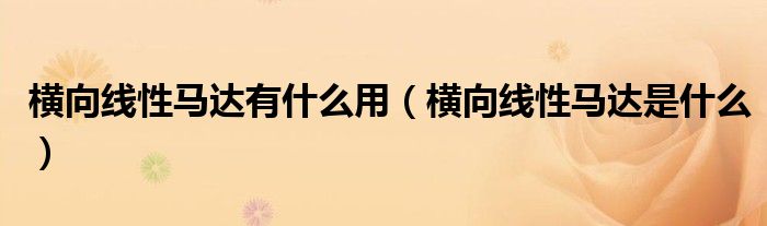 橫向線性馬達(dá)有什么用（橫向線性馬達(dá)是什么）