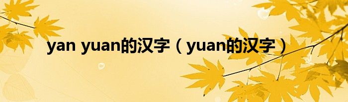 yan yuan的漢字（yuan的漢字）