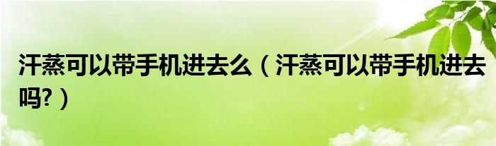 汗蒸可以帶手機(jī)進(jìn)去么（汗蒸可以帶手機(jī)進(jìn)去嗎?）