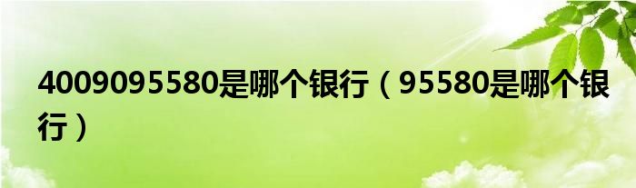 4009095580是哪個(gè)銀行（95580是哪個(gè)銀行）