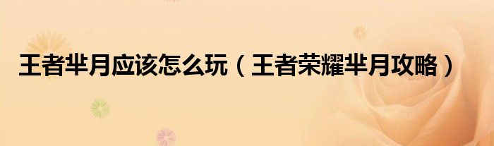 王者羋月應(yīng)該怎么玩（王者榮耀羋月攻略）
