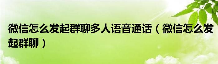 微信怎么發(fā)起群聊多人語音通話（微信怎么發(fā)起群聊）