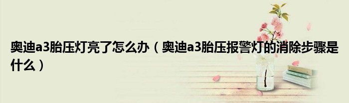 奧迪a3胎壓燈亮了怎么辦（奧迪a3胎壓報警燈的消除步驟是什么）