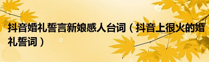 抖音婚禮誓言新娘感人臺(tái)詞（抖音上很火的婚禮誓詞）