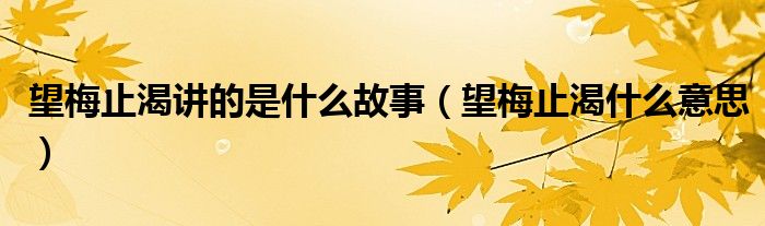 望梅止渴講的是什么故事（望梅止渴什么意思）
