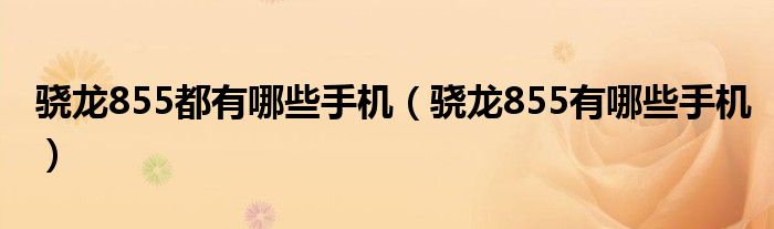驍龍855都有哪些手機(jī)（驍龍855有哪些手機(jī)）