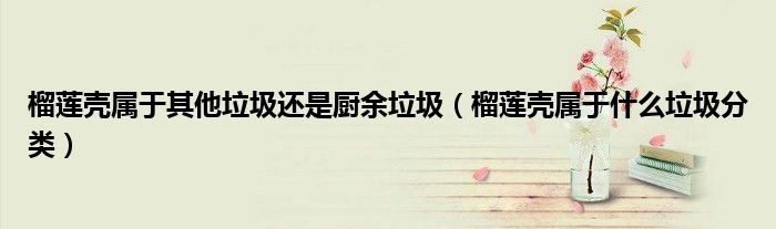 榴蓮殼屬于其他垃圾還是廚余垃圾（榴蓮殼屬于什么垃圾分類(lèi)）