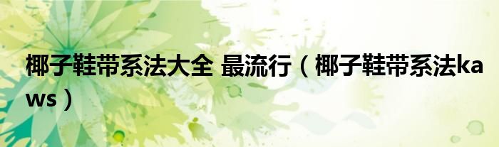 椰子鞋帶系法大全 最流行（椰子鞋帶系法kaws）