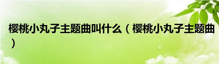 櫻桃小丸子主題曲叫什么（櫻桃小丸子主題曲）