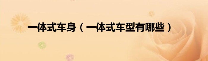 一體式車身（一體式車型有哪些）