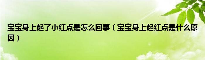 寶寶身上起了小紅點(diǎn)是怎么回事（寶寶身上起紅點(diǎn)是什么原因）