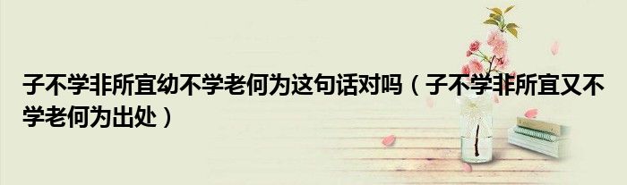 子不學(xué)非所宜幼不學(xué)老何為這句話(huà)對(duì)嗎（子不學(xué)非所宜又不學(xué)老何為出處）