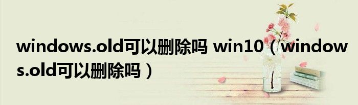 windows.old可以刪除嗎 win10（windows.old可以刪除嗎）