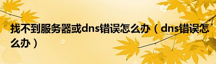 找不到服務(wù)器或dns錯誤怎么辦（dns錯誤怎么辦）