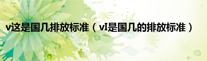 v這是國幾排放標準（vI是國幾的排放標準）