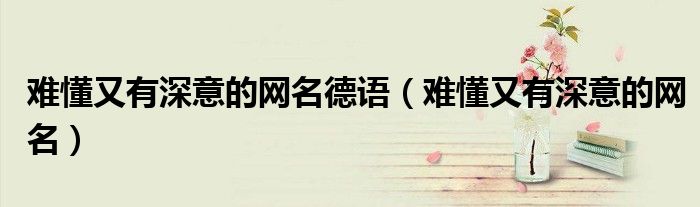 難懂又有深意的網名德語（難懂又有深意的網名）