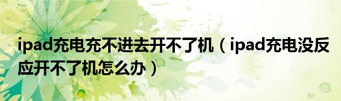 ipad充電充不進去開不了機（ipad充電沒反應開不了機怎么辦）
