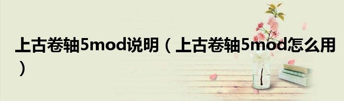 上古卷軸5mod說明（上古卷軸5mod怎么用）
