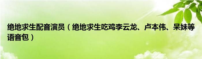 絕地求生配音演員（絕地求生吃雞李云龍、盧本偉、呆妹等語音包）