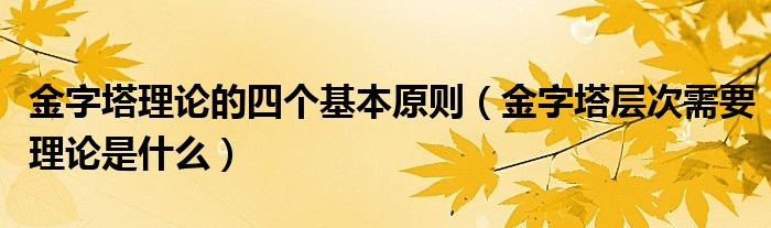 金字塔理論的四個基本原則（金字塔層次需要理論是什么）