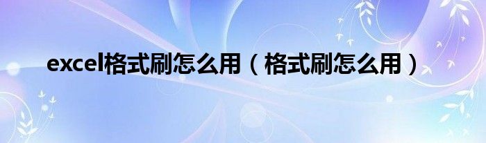excel格式刷怎么用（格式刷怎么用）