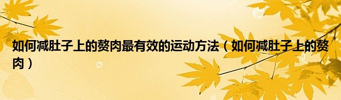 如何減肚子上的贅肉最有效的運動方法（如何減肚子上的贅肉）