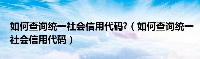 如何查詢統(tǒng)一社會信用代碼?（如何查詢統(tǒng)一社會信用代碼）