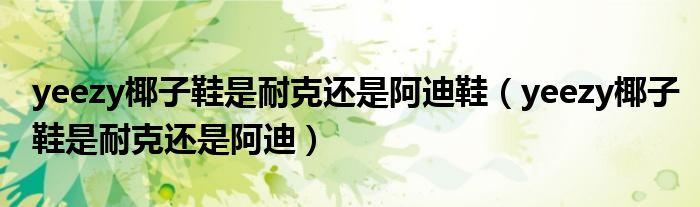 yeezy椰子鞋是耐克還是阿迪鞋（yeezy椰子鞋是耐克還是阿迪）