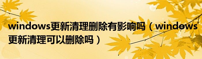 windows更新清理刪除有影響嗎（windows更新清理可以刪除嗎）