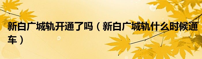 新白廣城軌開通了嗎（新白廣城軌什么時候通車）