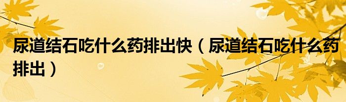 尿道結(jié)石吃什么藥排出快（尿道結(jié)石吃什么藥排出）